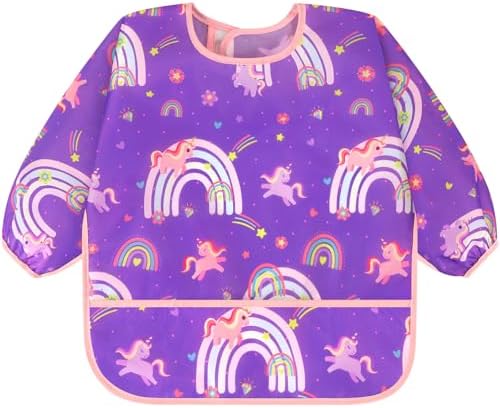 Accmor 5 Pack Long Sleeve Bibs, Baby Smock Waterproof Sleeved Bib Smock - Image 2