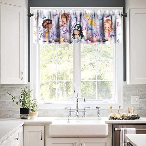 Mermaid Valances Curtains for Girls Bedroom, Kids Colourful Princess Ocean - Image 6