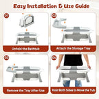 FUNLIO Baby Bathtub with Stand, Collapsible Baby Bathtub & Foldable Wooden Stand - Image 6
