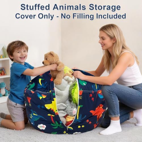 Lukeight Dinosaur Stuffed Animal Storage Bean Bag Chair Cover - Image 4