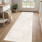 2x8 Hallway Runner Rug: Washable Vintage Floral Entryway Rugs Low Pile Non-Slip - Image 3