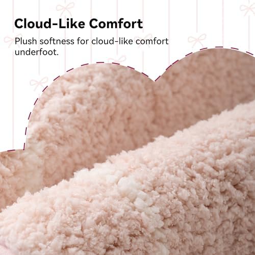 GRANNY SAYS Pink Bow Bathroom Rug, Cute Scalloped Bath Mat - Image 2