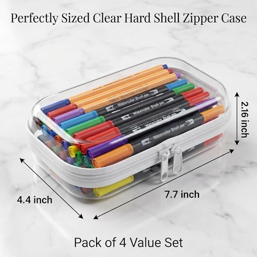 4 Pack Clear Hard Shell Zipper Case, Small Diaper Bag Organizer Pouches - Image 2