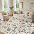 8x10 Area Rugs Boho Floral Washable Living Room Rug Neutral Carpet Bedroom - Image 2