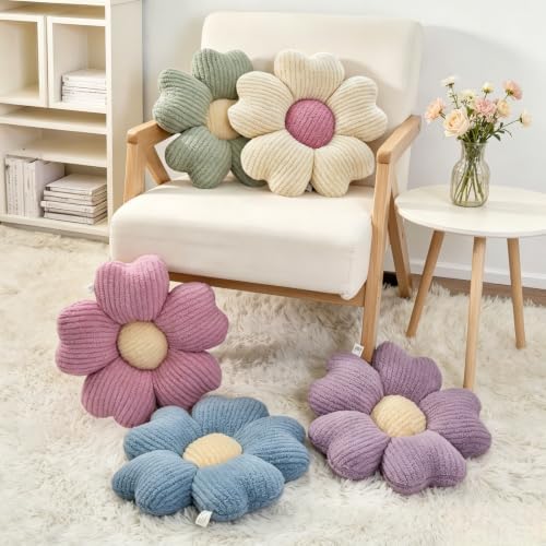 2 Pcs Flower Pillow 15'' Pink Decorative Throw Pillows - Image 7