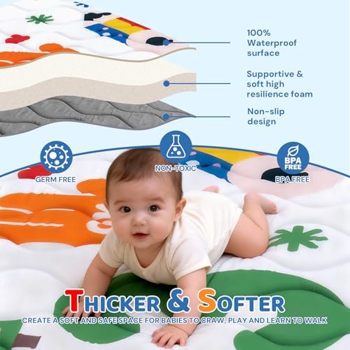 RONGFA Baby Play Mat for Floor, Playpen Mat for Toddlers Infant Kids, Machine - Image 3