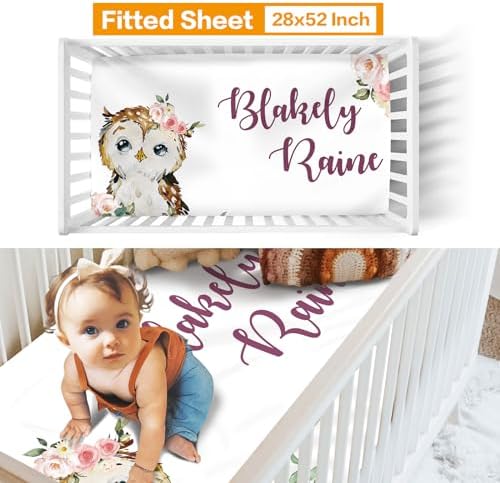 Custom Crib Bedding Set for Girls Boys Gifts Owl Design Color12 - Image 3