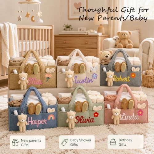 Personalized Baby Diaper Caddy Organizer Custom Baby Storage Basket - Image 5