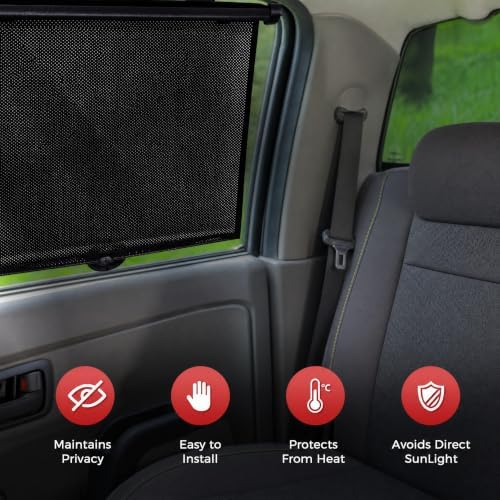 Car Side Window Shades, 2 Pack Retractable Roller Sun Shades, 18 x 20 in - Image 5