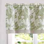 Vangao Floral Valances for Windows Leaf Green W50 X 16L 1 Panel by Vangao