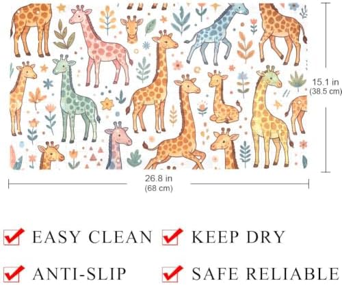 Bathtub Mat Non Slip 26.8x15.1 Inch, Cartoon Giraff Shower Mat - Image 4