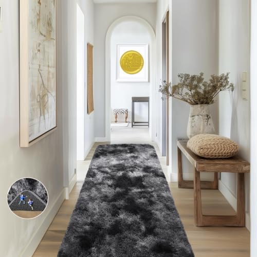 Ophanie Tie-Dyed Black & Grey Area Rugs 2x6 by Ophanie