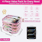 YQBRAO Clear Hard Shell Zipper Cases, 4 Medium Makeup Organizers - Image 4