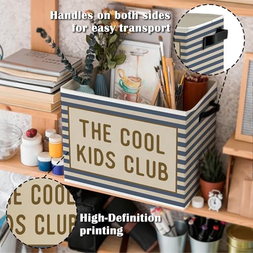 Blue Striped Kids Storage Bins Box - Image 5