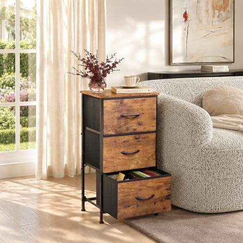 WLIVE Small Dresser Nightstand for Bedroom, 3 Drawers, Rustic Brown - Image 4