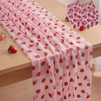 4 Pcs Strawberry Table Runner 29x70 Inch Pink Glitter Tulle by Windkream