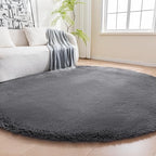 Amazon Basics Fluffy Washable Round Area Rug, Circle Shaggy Carpet by AmazonBasics