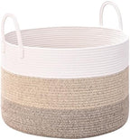 67L Large Woven Blanket Basket, Cotton Rope Baby Laundry Hamper by Degeyoyo