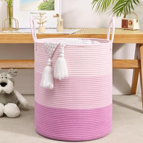Laundry Hamper for Organizing, 52L Large Laundry Baskets, Cotton Rope Woven - Image 6