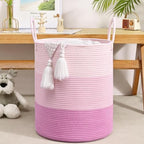 Laundry Hamper for Organizing, 52L Large Laundry Baskets, Cotton Rope Woven - Image 6