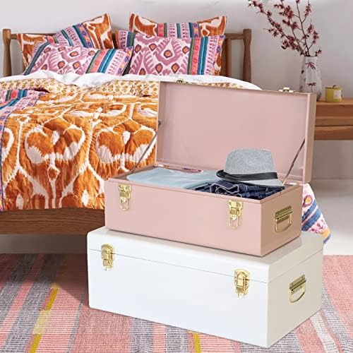 Vixdonos Metal Trunks College Dorm Steel Chests Decorative Storage Box Set of 2 - Image 4