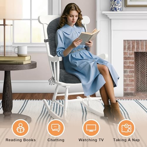 Rocking Chair Cushion, High Back, Slate Gray - Image 5