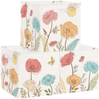 11.8" Wild Flower Storage Cube Organizer Set 3Pcs Clothes Storage Basket Bin by HUUMONSS