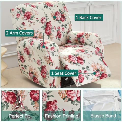 NILUOH Stretch Recliner Covers 4 Piece, Non-Slip Lazy Boy Chair Covers - Image 2