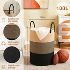 Artfeel Laundry Basket, Woven Cotton Rope Laundry Hamper, 100L - Image 6