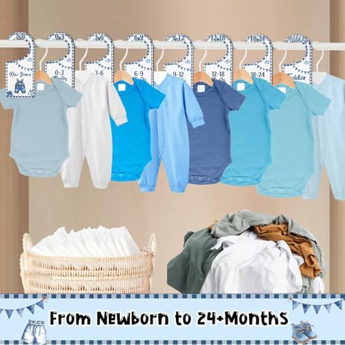 Baby Closet Dividers 8PCS, Denim Themed Wooden Double-Sided Clothes Size - Image 4