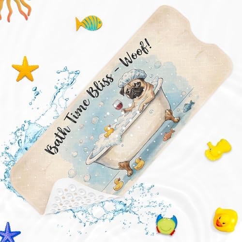 Bathtub Shower Mat 40X16 Inch, for Toddler, Dog Vintage - Image 2