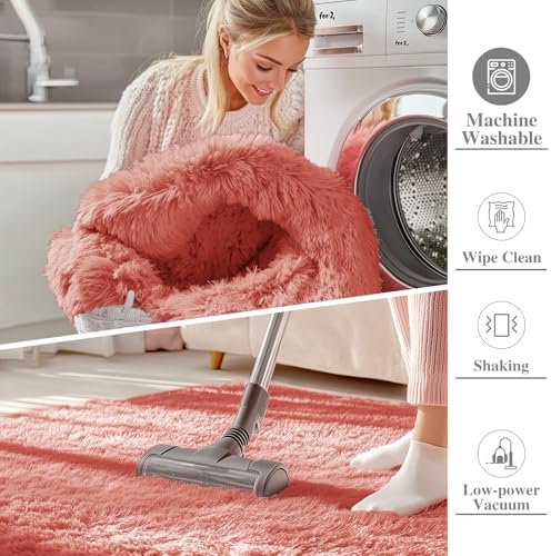 OLANLY 2x3 Machine Washable Small Bedside Rug, Soft Fluffy Shaggy Entryway - Image 2