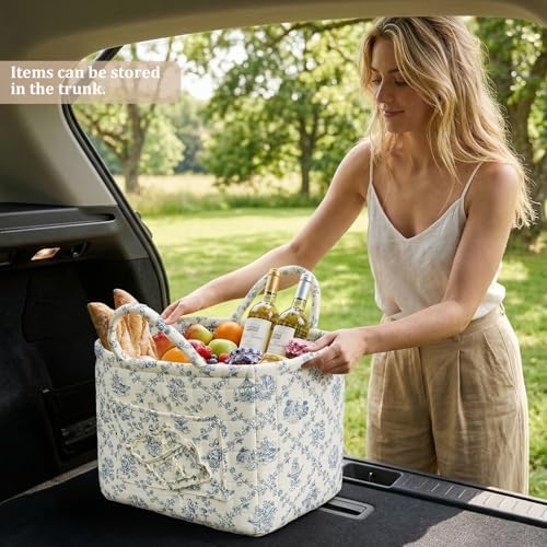 Floral Fabric Storage Basket Car Interior Storage Basket Underwear Sundries - Image 2