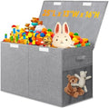 Large Toy Storage Box with Lid & Dividers, Collapsible Kids Toy Chest by Rocamdo