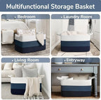 Goodpick Large Woven Rope Blanket Basket, Light Blue - Image 4
