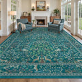 Teal Floral Animal Large 9x12 Rugs by Jainmy