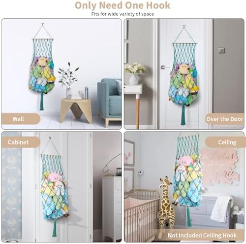 68 Inch Stuffed Animal Storage Hammock Corner Plushie Net - Image 3