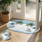 Diatomite Stone Bath Mat Summer Beach Umbrella Chair Oval Doormat Soft Non Slip - Image 5