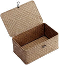 Nonam Small Wicker Basket with Lid, Seagrass Shelf Storage Basket by Home
