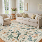 8x10 Area Rugs Boho Floral Washable Living Room Rug Neutral Carpet Bedroom - Image 2