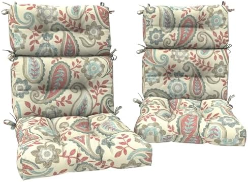 DYTXIII Outdoor High Back Chair Cushions Set of 2, Water Repellent Tufted by DYTXIII
