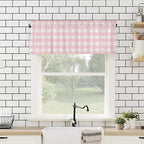 Christmas Valance Curtains for Kitchen Windows Rustic Pink White Buffalo Check - Image 4