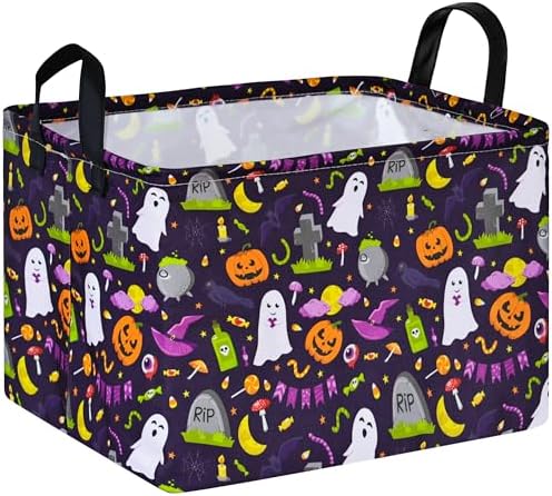 Rec Halloween Ghost Storage Basket Box Hamper Collapsible Organizer Bin Gift by VAIVUSTO