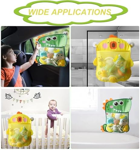 2 Pack Mesh Bath Toy Organizer, Anberky Cute Duck & Dinosaur Bath Toy Storage - Image 7