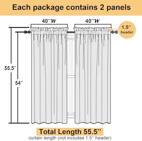 Lecloud Leia Dark Gold Sheer Curtains 54 Inch Length 2 Panels, Light Reducing - Image 4