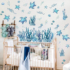31.5x28.74 Inch Watercolor Ocean Wall Decals - Image 3
