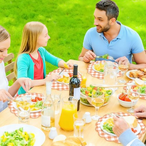 50 Pcs Fall Paper Placemats, 13.5 Inch Orange Gingham Paper Placemats Fall - Image 7