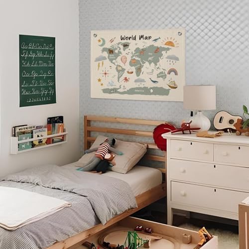 Wheatwin World Maps for Wall, Kids World Map Banner, Cute Animal World Map - Image 4