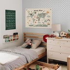 Wheatwin World Maps for Wall, Kids World Map Banner, Cute Animal World Map - Image 4