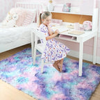 Amdrebio Purple Rainbow Mermaid Fluffy Kids Area Rug 4x6 - Image 3